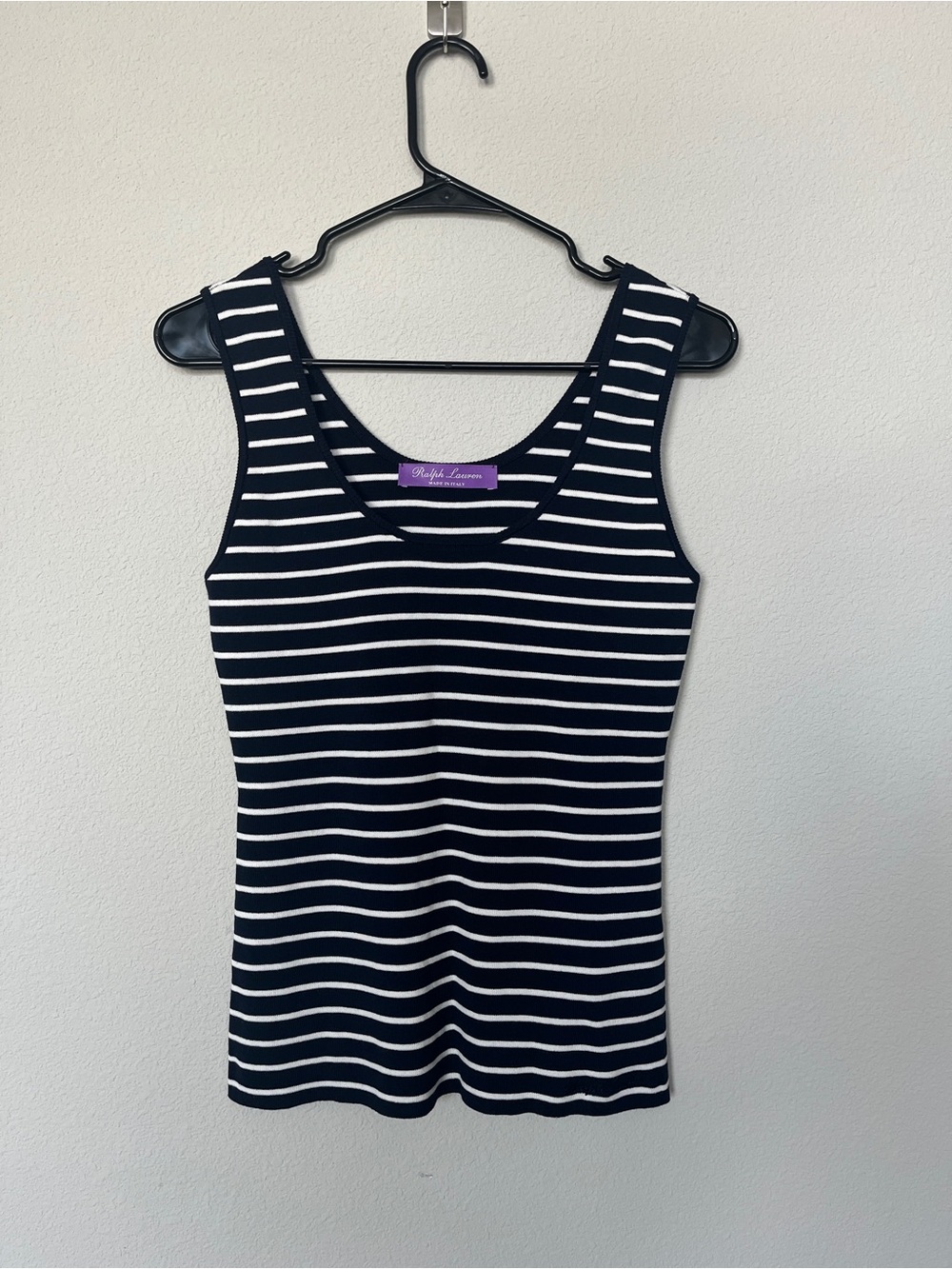 Ralph Lauren Black and White Striped Scoop Neck Tank